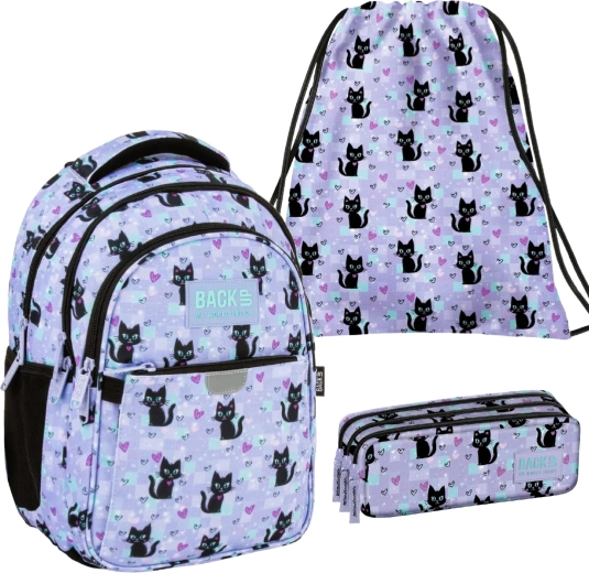 BackUP schoolset magic cats 3-in-1 – rugzak, etui en gymtas