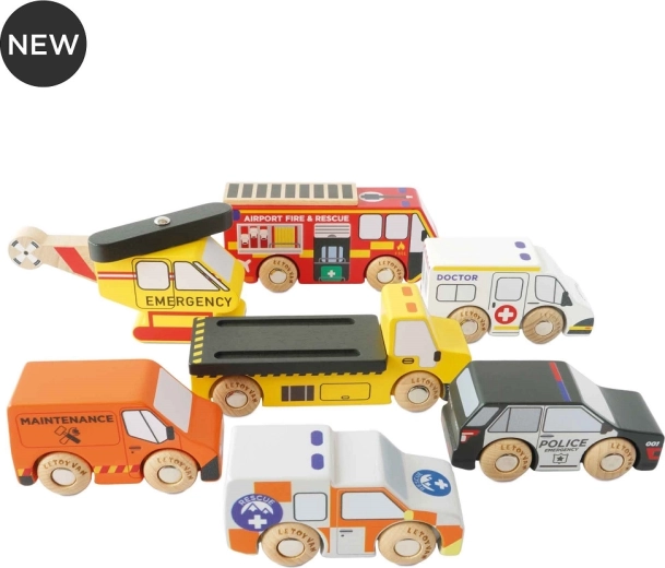 Le Toy Van set hulpvoertuigen met helikopter