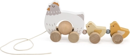 Houten trekhoen met kuikentjes Viga PolarB