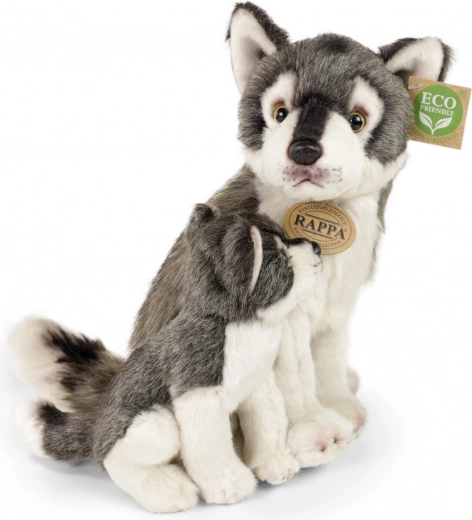 Rappa pluchen wolf met welpje eco‑friendly 27 cm