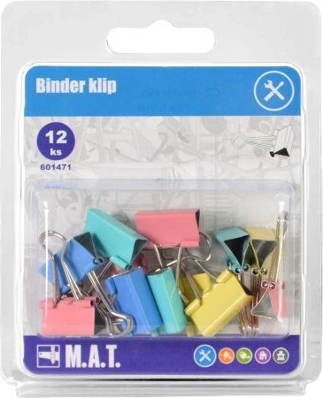 Binderpaperclips – mix van kleuren, 12 stuks