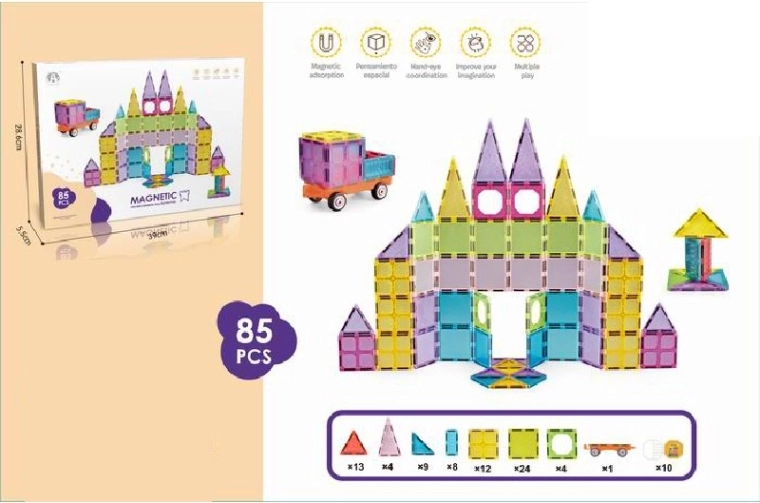 Magnetische 3D-bouwset – set van 85 stukken