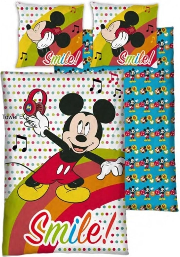 Dubbelzijdig kinderbedlinnen Mickey Mouse Smile 140 × 200 cm