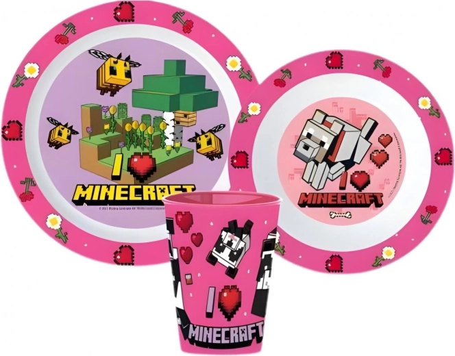 Plastic eetset Minecraft (3 delen) - 1 stuk