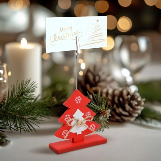 Kerstboomvormige naamkaarthouder met klem