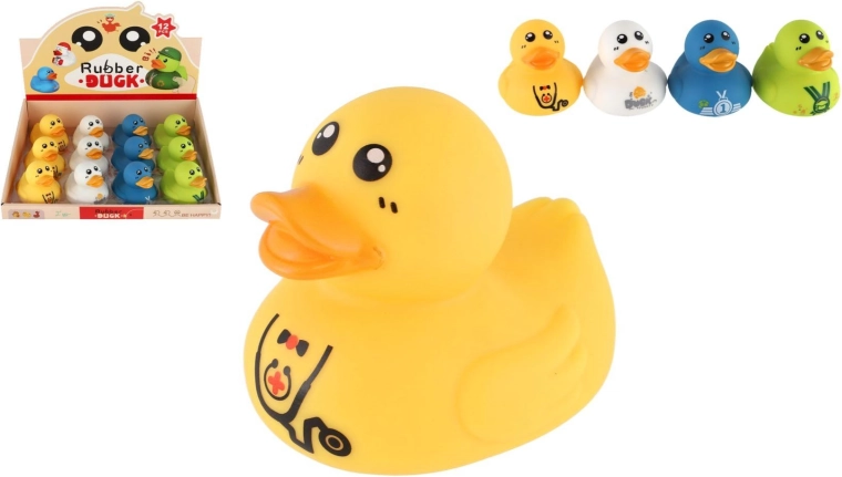 Badeendje 8 cm – 4 kleuren (12 stuks per doos)
