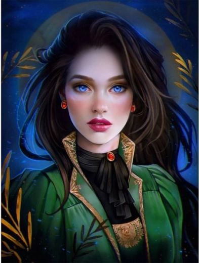 Diamantborduren (diamond painting) blauwogig meisje 30 × 40 cm - 1 stuk