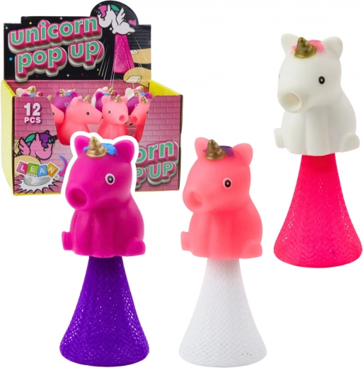 Springende eenhoorn op veer 10 cm – mix kleuren