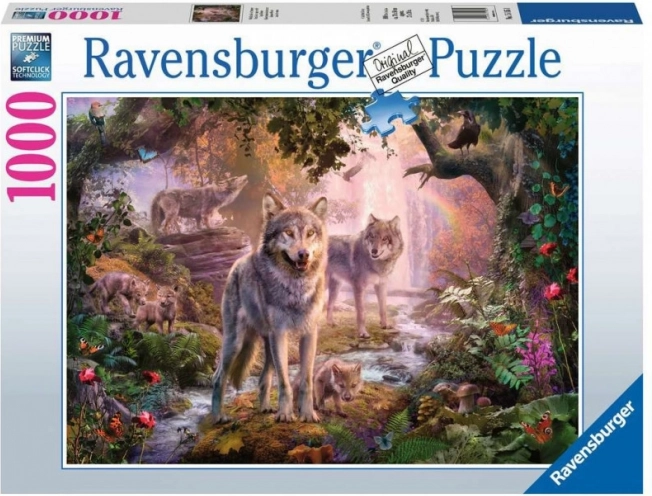 Puzzel 1000 stukjes Ravensburger – zomerse wolvenfamilie
