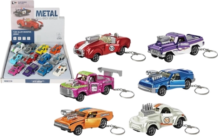 Metalen sleutelhanger mini-auto met openslaande deuren