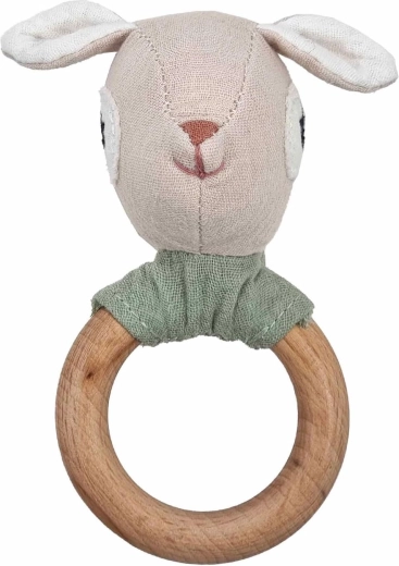 Mealini rammelaar met houten ring hertje Hedda