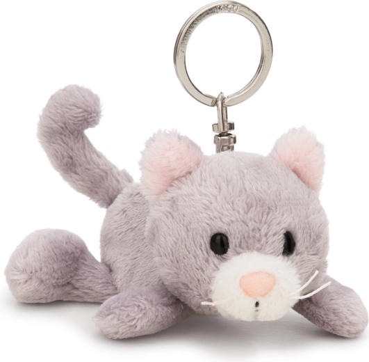 NICI sleutelhanger grijze liggende kat Green 10 cm