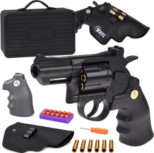Kinderrevolver met verwisselbare onderdelen in koffer