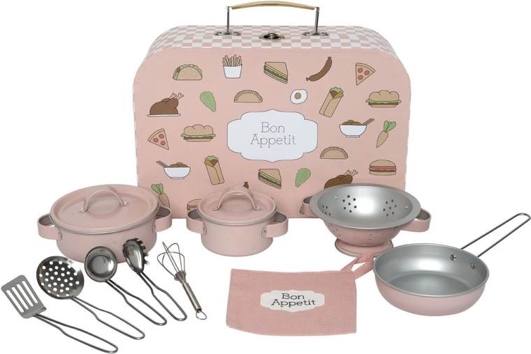 Jabadabado kinderkookset met servies in koffertje roze - 1 stuk
