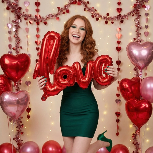 Folieballon met opschrift LOVE, metallic bordeauxrood, 55 cm