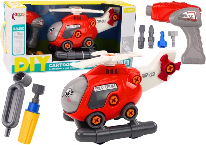 Schroefbare helikopter voor kinderen om te monteren – rood