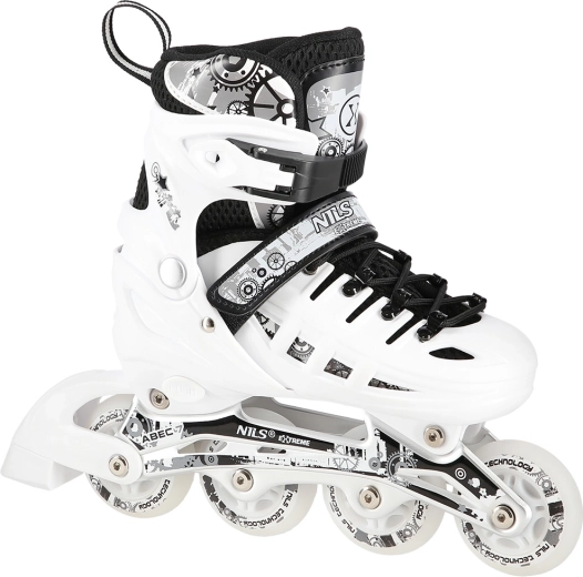 Kinderijsschaatsen 4-in-1 NILS EXTREME wit – inline, ijs en quad – L (39-42)