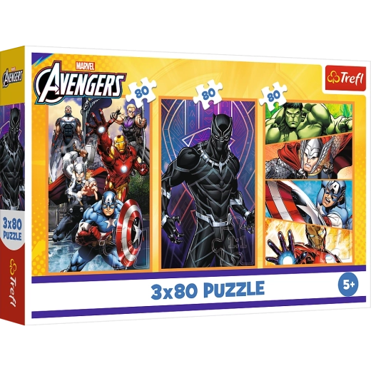 Puzzel 3x80 Actieve Dagen - Disney Marvel Avengers