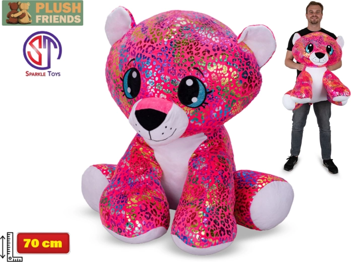 Pluchen luipaard met regenboogglans 70 cm – Plush Friends Star Sparkle