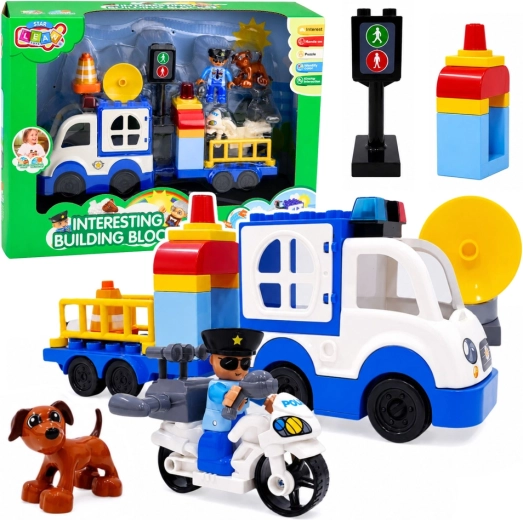 Stads-politiebouwset met frictieauto, figuren en accessoires