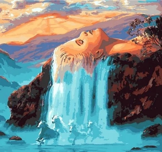 Norimpex Schilderen op nummer vrouw bij de waterval 40 × 50 cm