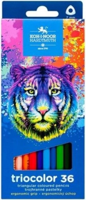 Driehoekige kleurpotloden Triocolor 36 stuks van KOH-I-NOOR - tijger