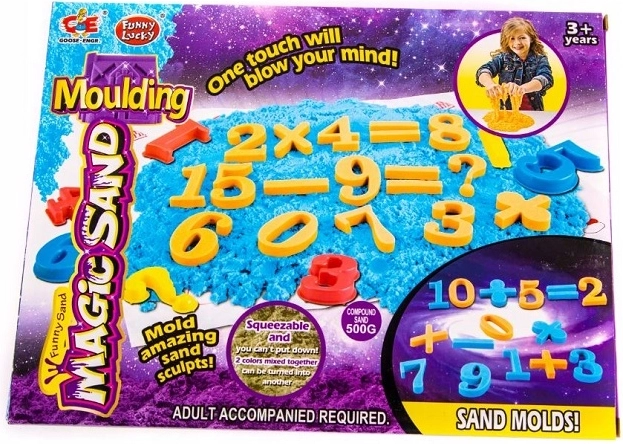 Creatieve set kinetisch zand met vormpjes van cijfers en wiskundige tekens - 1 stuk