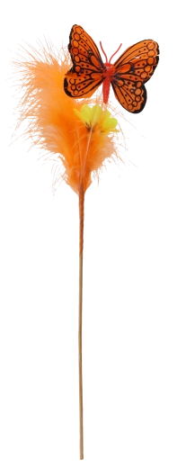 Paasdecoratie op prikker vlinder met veertjes, mix kleuren, 30 cm