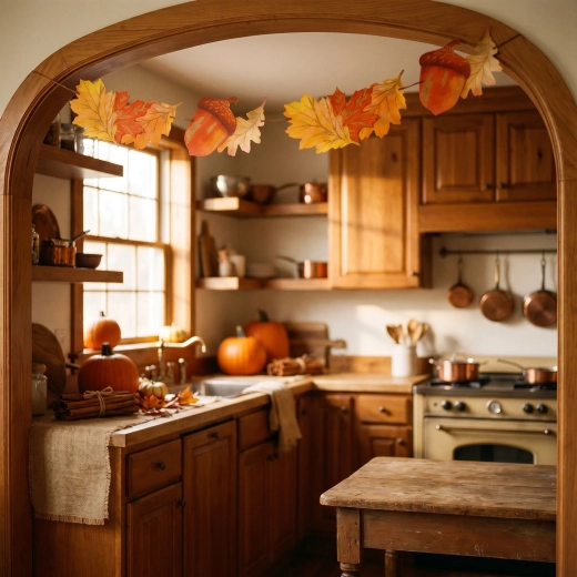 Papieren slinger met bladeren en eikels 152 × 11,6 cm