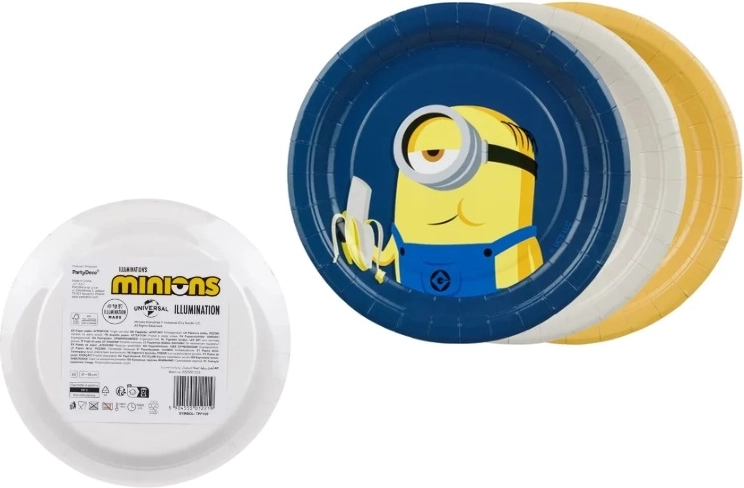 Party papieren bordjes Minions 18 cm (6 stuks, mix van motieven)