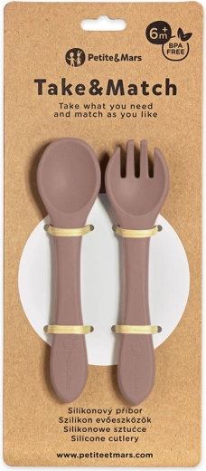 Petite&Mars siliconen bestek take&match velvet latte 6m+