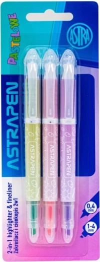 Astra markeerstiften 2-in-1 pastel, set van 3 stuks