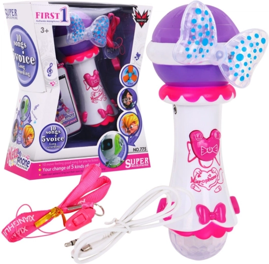 Kinder karaoke microfoon met stem-effecten en MP3 – Roze