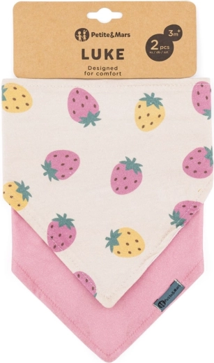 Petite&Mars bandana-slab Luke, 2 stuks, beige strawberries & dusty rose