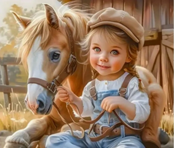 Norimpex diamond painting meisje met paard (30 × 40 cm)