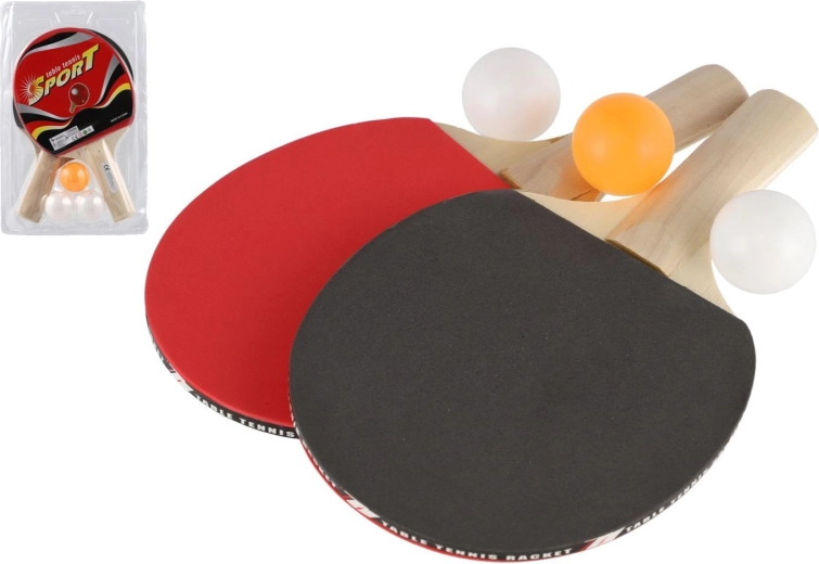Tafeltennisset Sport – 2 houten batjes en 3 balletjes