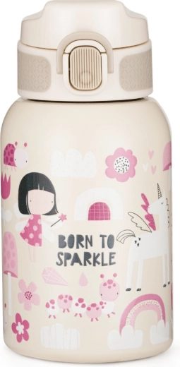 PETITE&MARS roestvrijstalen thermofles met rietje Twinkling Fairy 350 ml