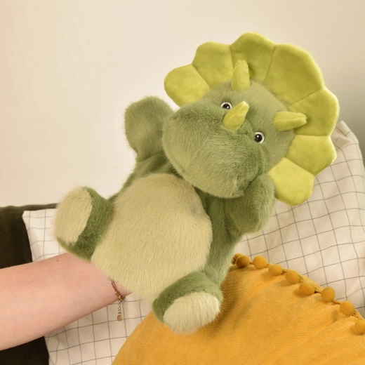 Histoire d'Ours pluchen handpop dinosaurus groen 24 cm
