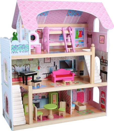 Houten poppenhuis Mila met 16 accessoires BABU