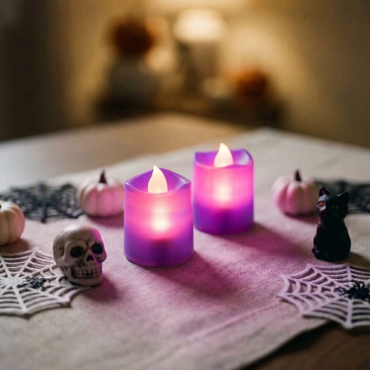 Paarse Halloween-ledkaarsen, 2 stuks