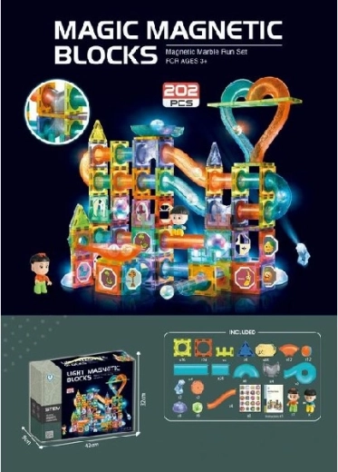 Magnetische 3D bouwset met licht, 202 onderdelen