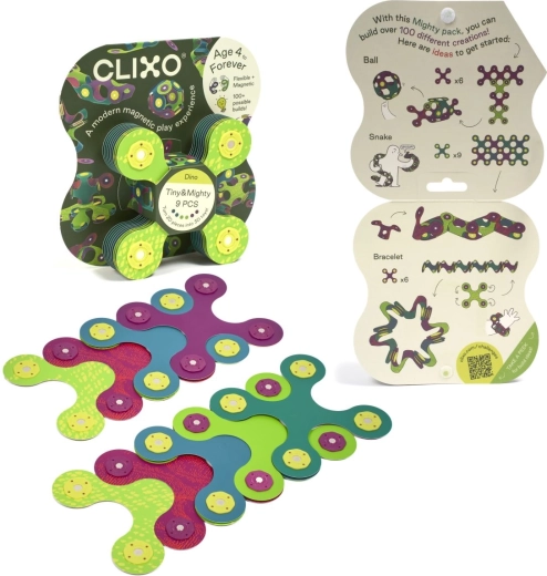 CLIXO Tiny & Mighty Dino magnetische bouwset - 9 stuks