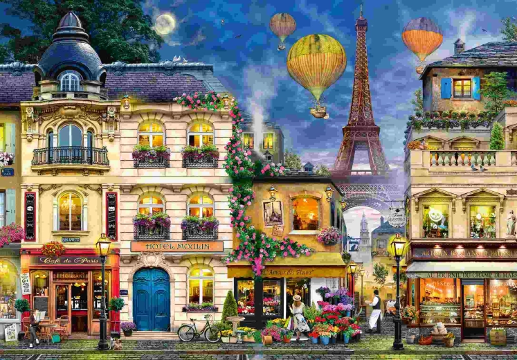 Ravensburger puzzel Wandeling door nachtelijk Parijs met 18.000 stukjes