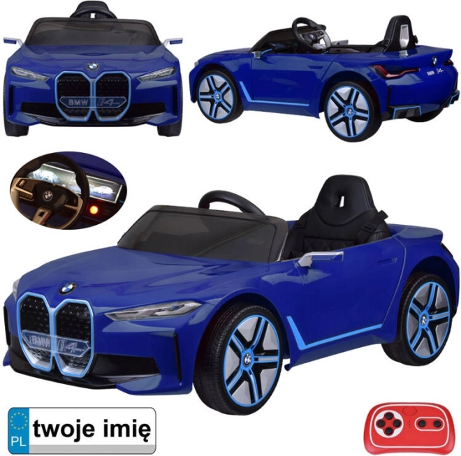 Elektrische kinderauto BMW i4 met afstandsbediening – Blauw