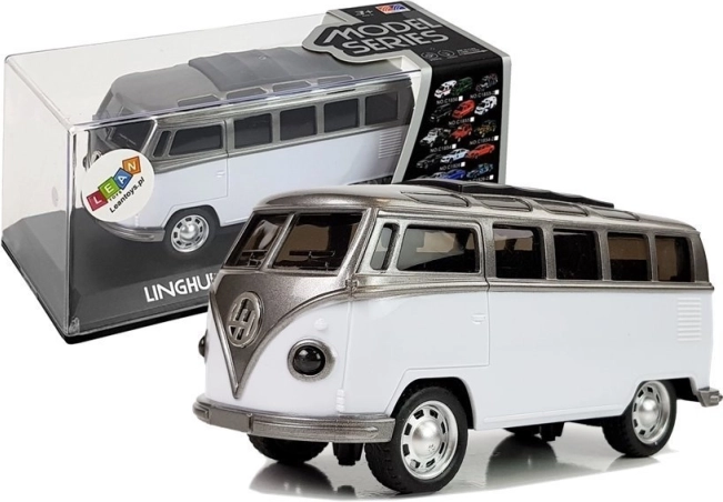 Bus met vliegwiel met batterijverlichting en geluiden – wit