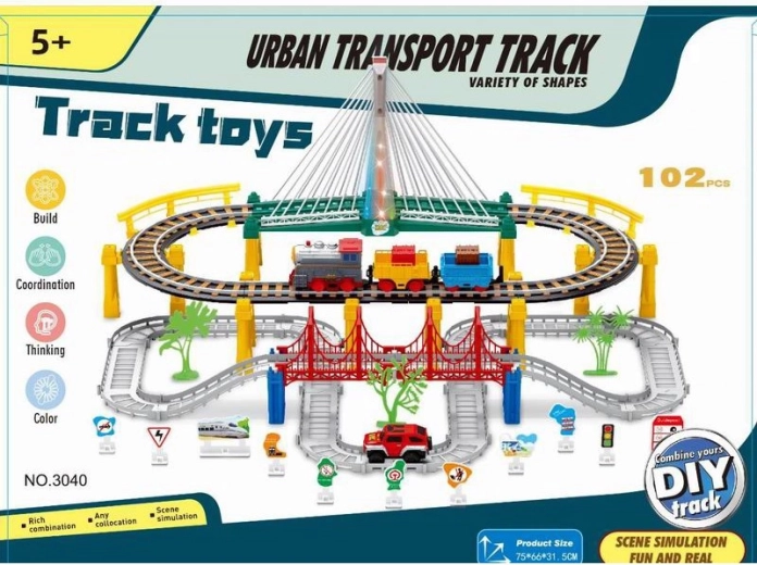 Elektrische treinbaan met brug en auto