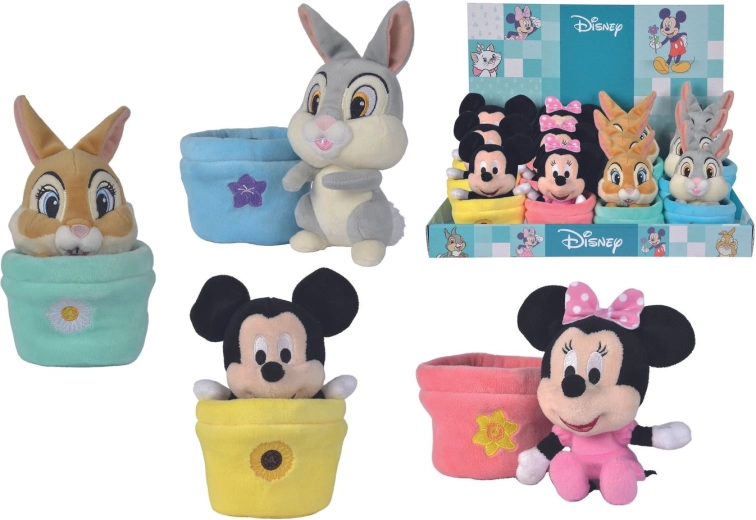 Disney knuffel in bloempot 16 cm (mix 4 soorten) - 1 stuk
