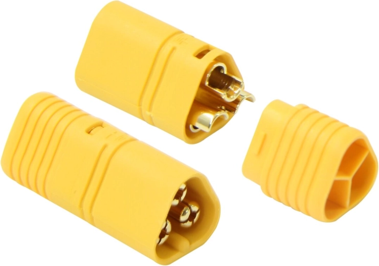 Driepolige connector JAMARA MT60 met isolatiekap, verguld - 1 paar