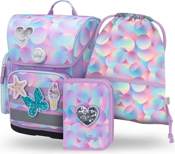 Baagl schoolset 3 stuks Ergo Candy – boekentas, etui en zak