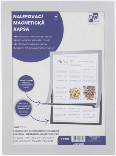 Zelfklevende magnetische hoes A5 met zilveren rand